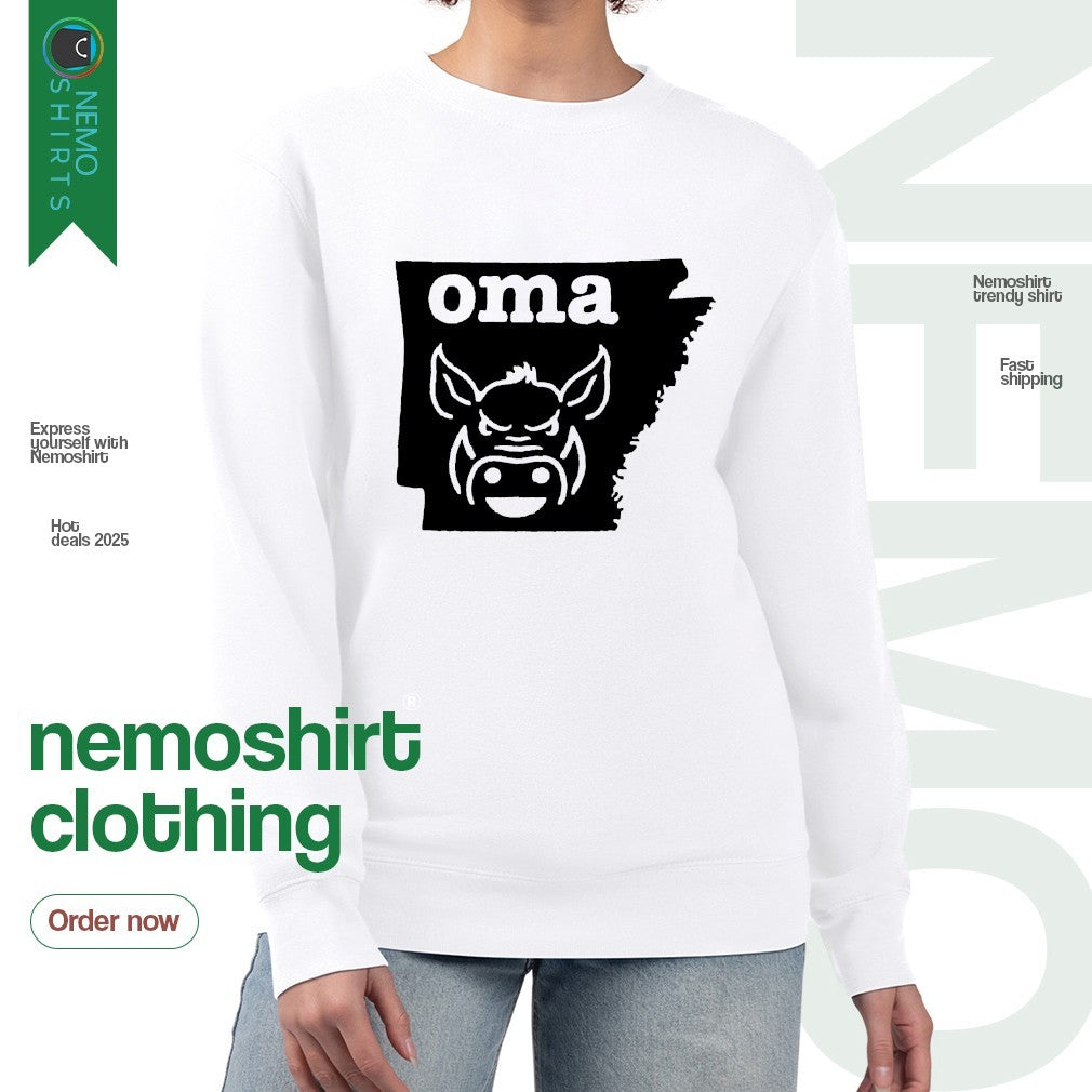 Oma Arkansas Razorbacks baseball state map - Adult & Kids T-Shirts, Sweatshirts & Hoodies apparel design preview 4