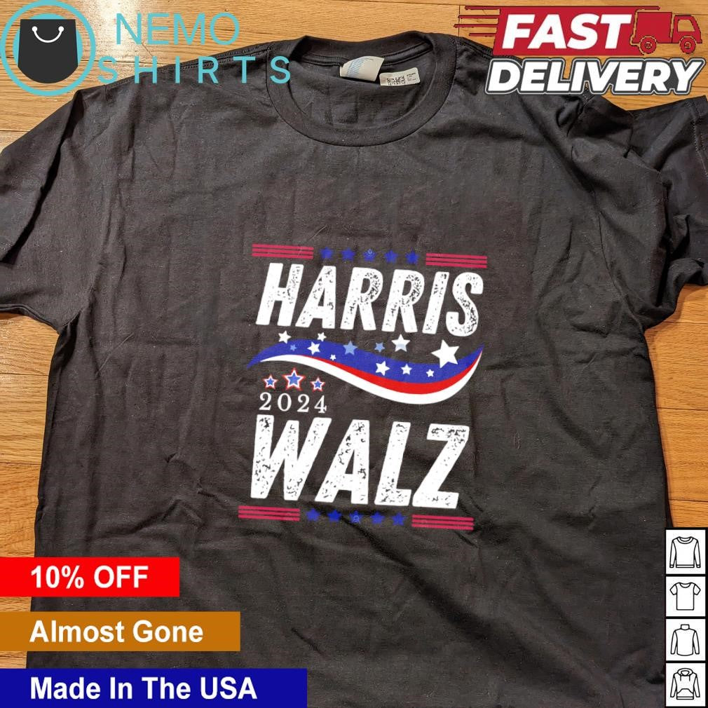 Harris Walz 2024 stars retro - Adult & Kids T-Shirts, Sweatshirts & Hoodies apparel design preview 4
