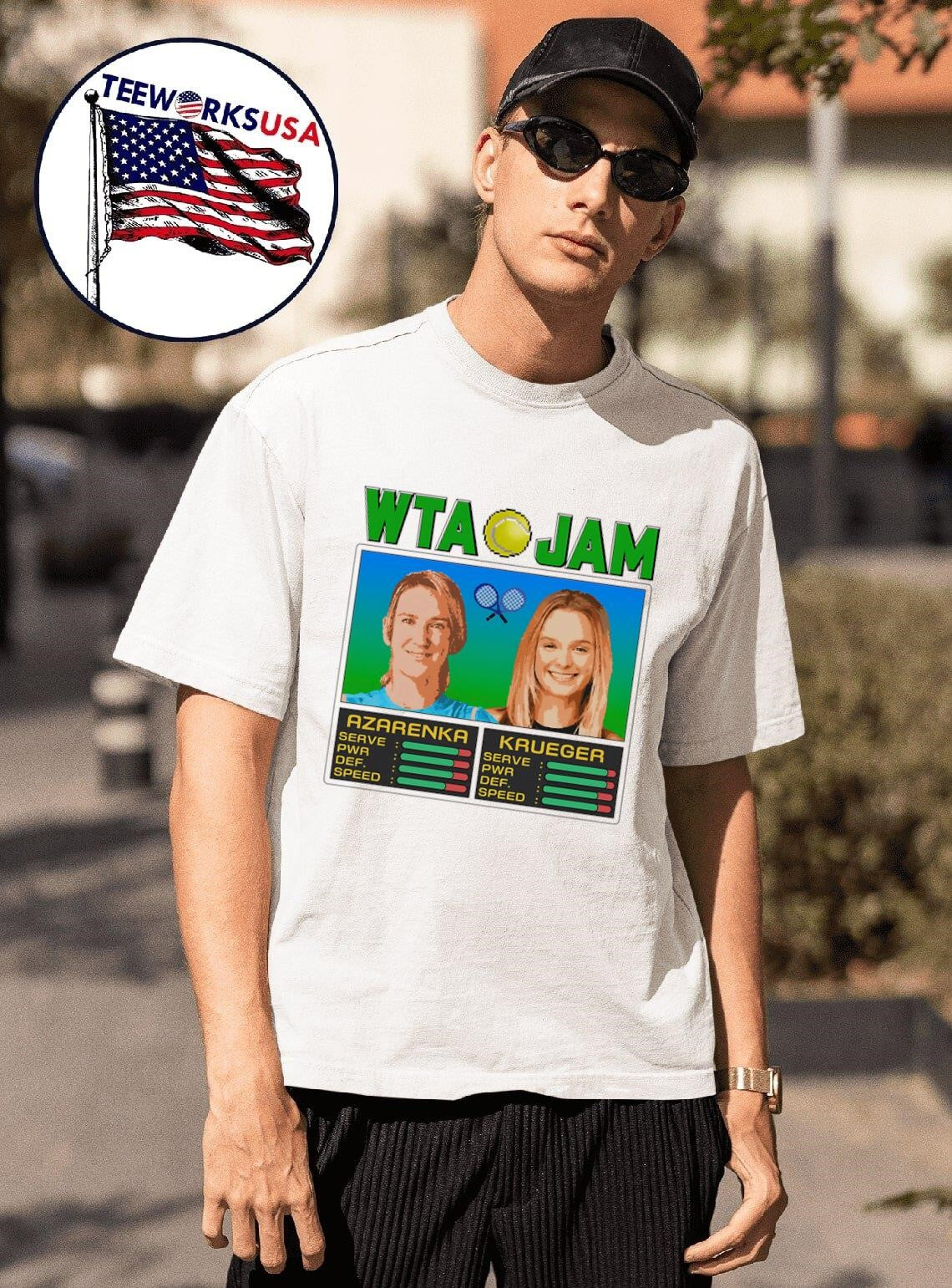 WTA Jam Azarenka and Krueger - Adult & Kids T-Shirts, Sweatshirts & Hoodies apparel design preview 1