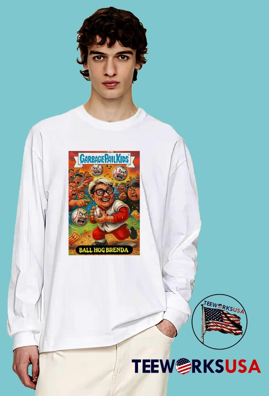 Garbage Pail Kids Ball Hog Brenda Baseball Player - Adult & Kids T-Shirts, Sweatshirts & Hoodies apparel design preview 4