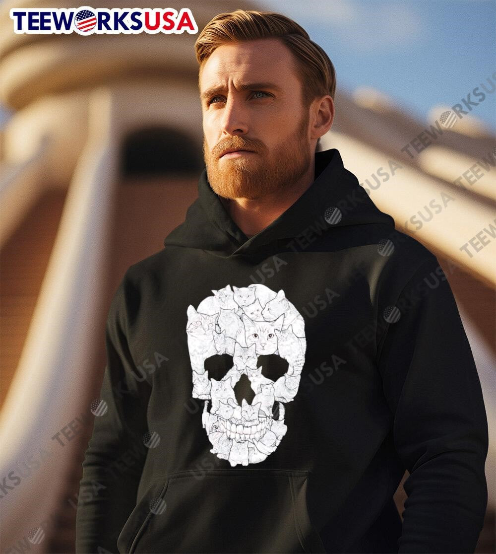 Cat Skull retro - Adult & Kids T-Shirts, Sweatshirts & Hoodies apparel design preview 2