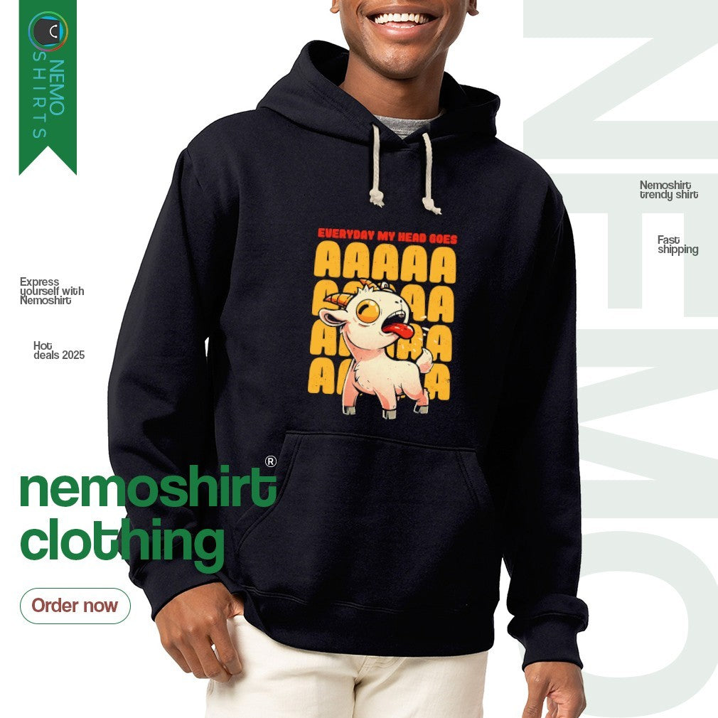 Everyday my head goes aaaa goat - Adult & Kids T-Shirts, Sweatshirts & Hoodies apparel design preview 2