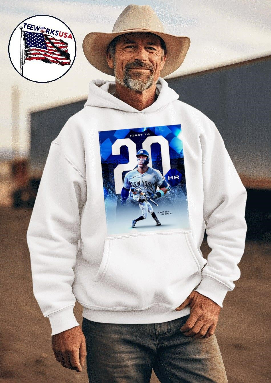 New York Yankees Aaron Judge the first to 20 home - Adult & Kids T-Shirts, Sweatshirts & Hoodies apparel design preview 2