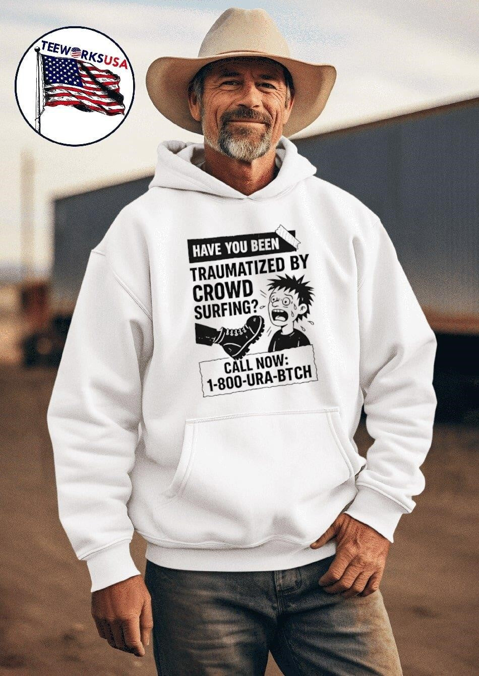 Have you been traumatized by crowd surfing - Adult & Kids T-Shirts, Sweatshirts & Hoodies apparel design preview 2