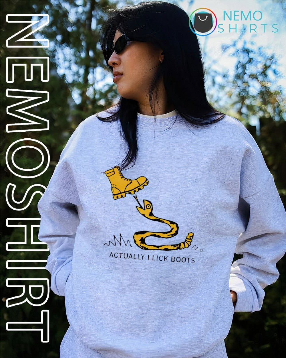 Actually I lick boots tread on me - Adult & Kids T-Shirts, Sweatshirts & Hoodies apparel design preview 2