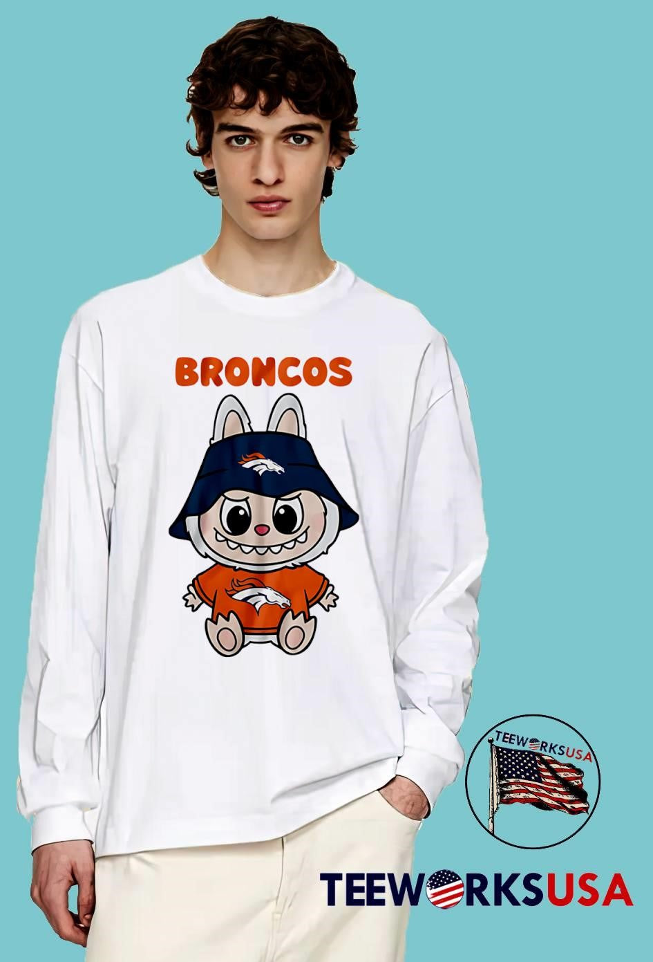 Labubu Denver Broncos football cute - Adult & Kids T-Shirts, Sweatshirts & Hoodies apparel design preview 4