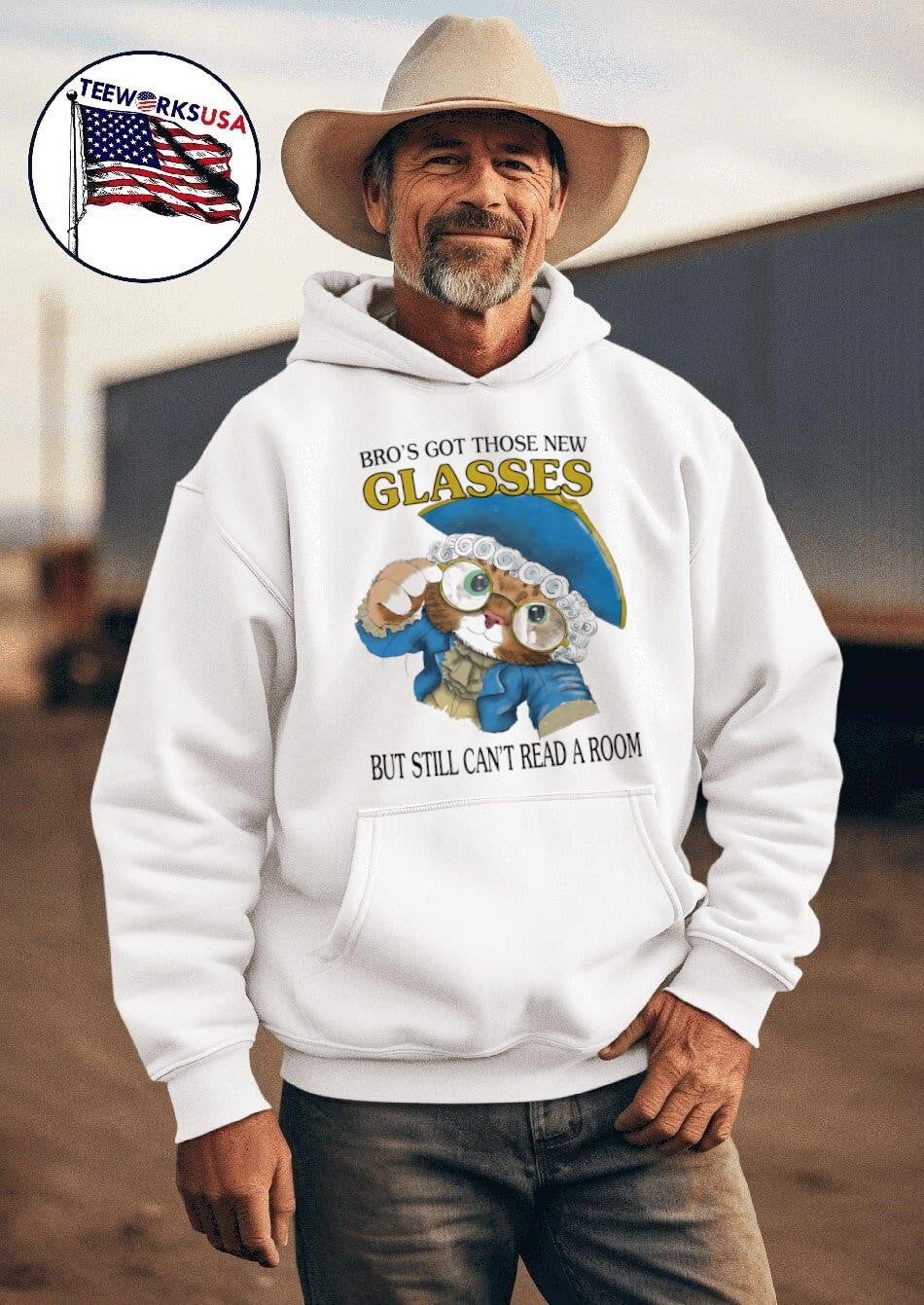 Bro's got those new glasses but still can't read a - Adult & Kids T-Shirts, Sweatshirts & Hoodies apparel design preview 2