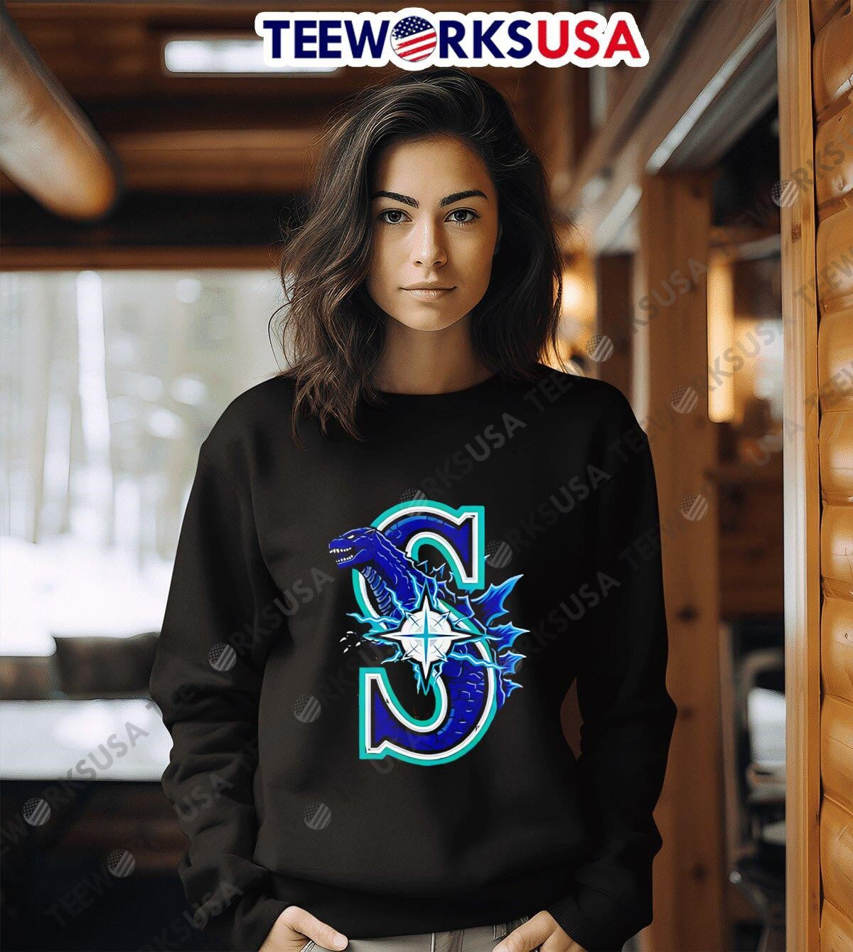 Godzilla Collab Seattle Mariners 2025 Baseball - Adult & Kids T-Shirts, Sweatshirts & Hoodies apparel design preview 6