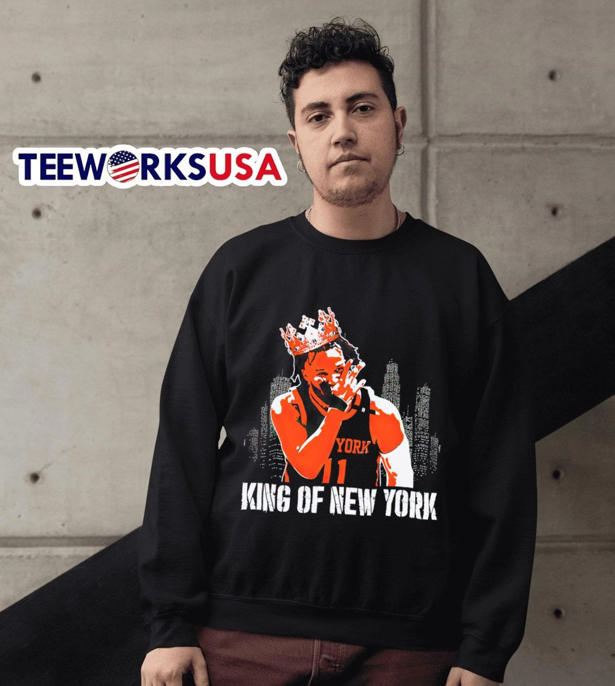 New York Knicks Jalen Brunson with crown king of - Adult & Kids T-Shirts, Sweatshirts & Hoodies apparel design preview 3