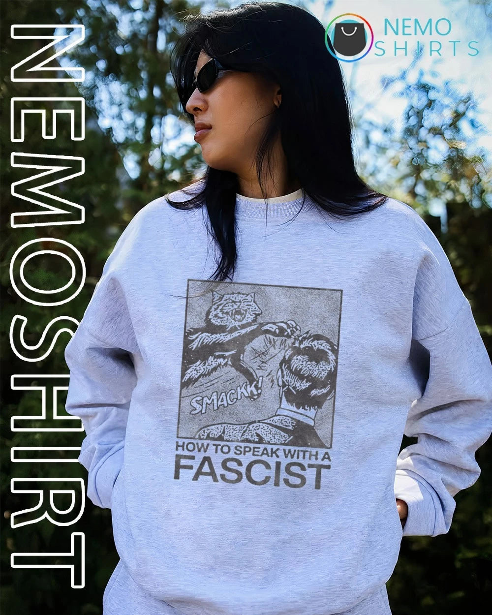 How to speak with a fascist smack them - Adult & Kids T-Shirts, Sweatshirts & Hoodies apparel design preview 2