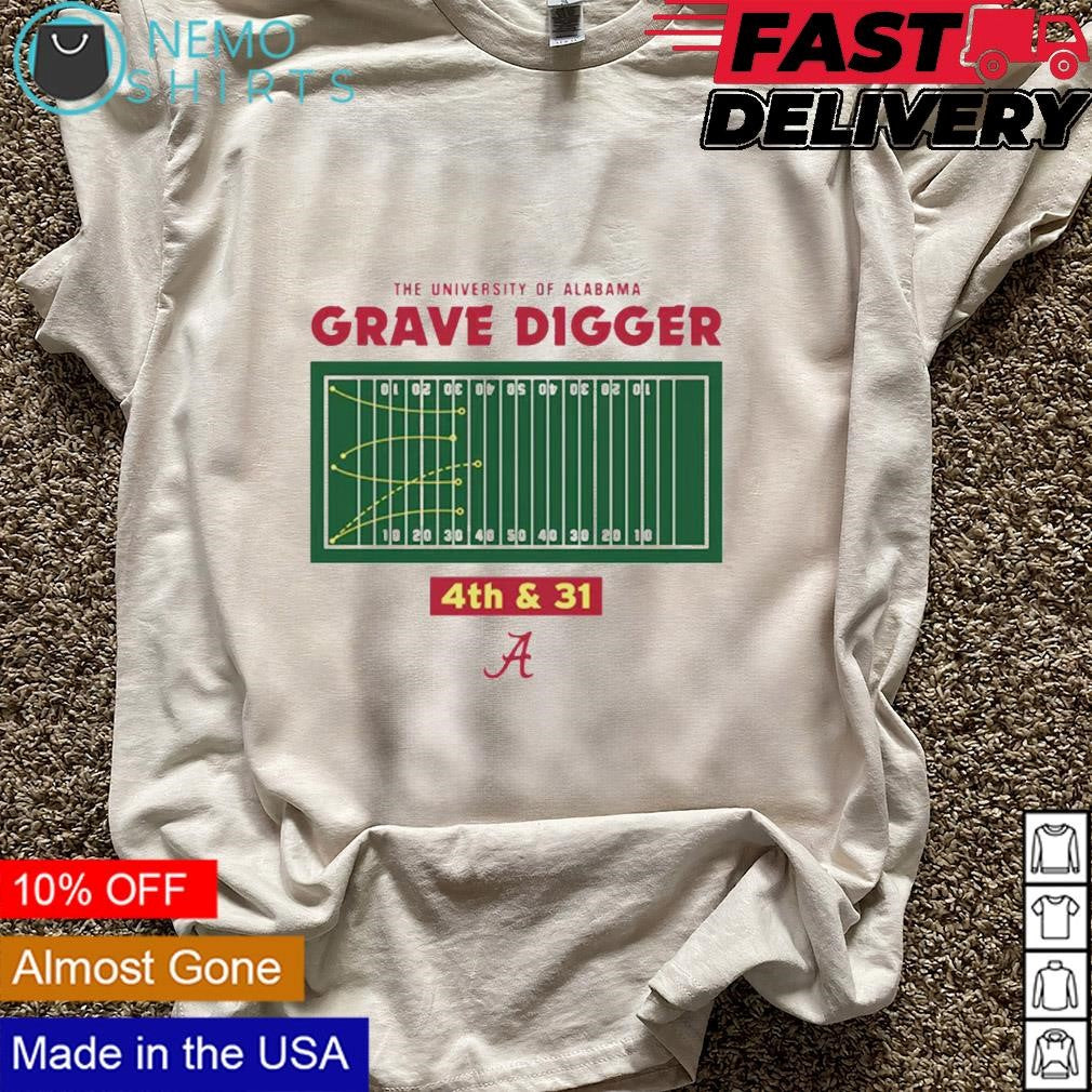 Alabama Crimson Tide grave digger 4th and 31 - Adult & Kids T-Shirts, Sweatshirts & Hoodies apparel design preview 5
