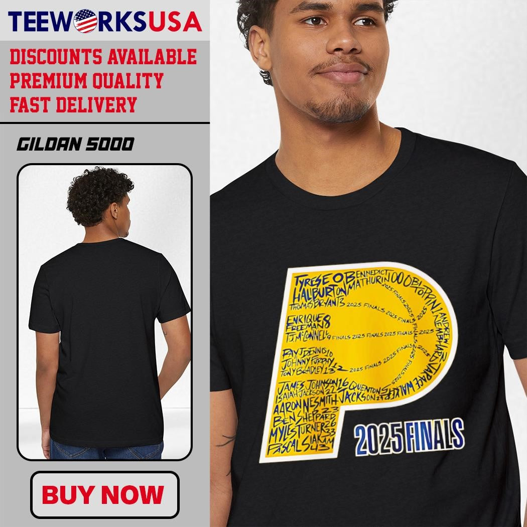 Indiana Pacers logo players signatures 2025 finals - Adult & Kids T-Shirts, Sweatshirts & Hoodies apparel design preview 1