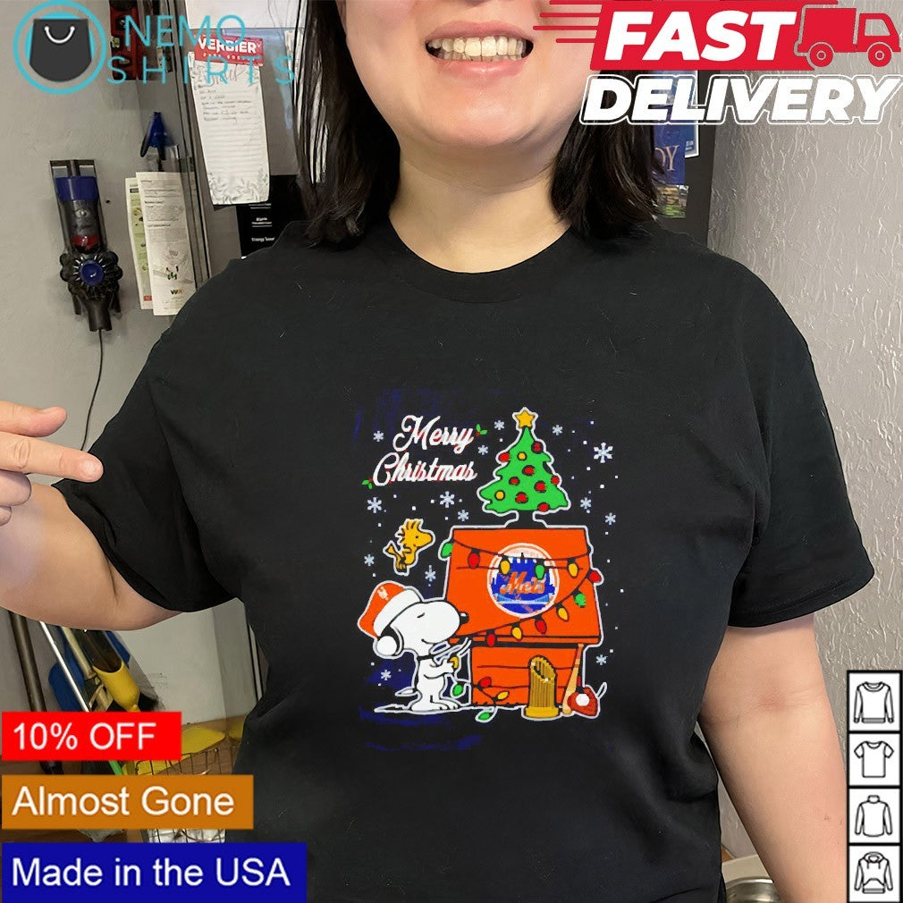 New York Mets Snoopy Merry Christmas baseball world - Adult & Kids T-Shirts, Sweatshirts & Hoodies apparel design preview 3