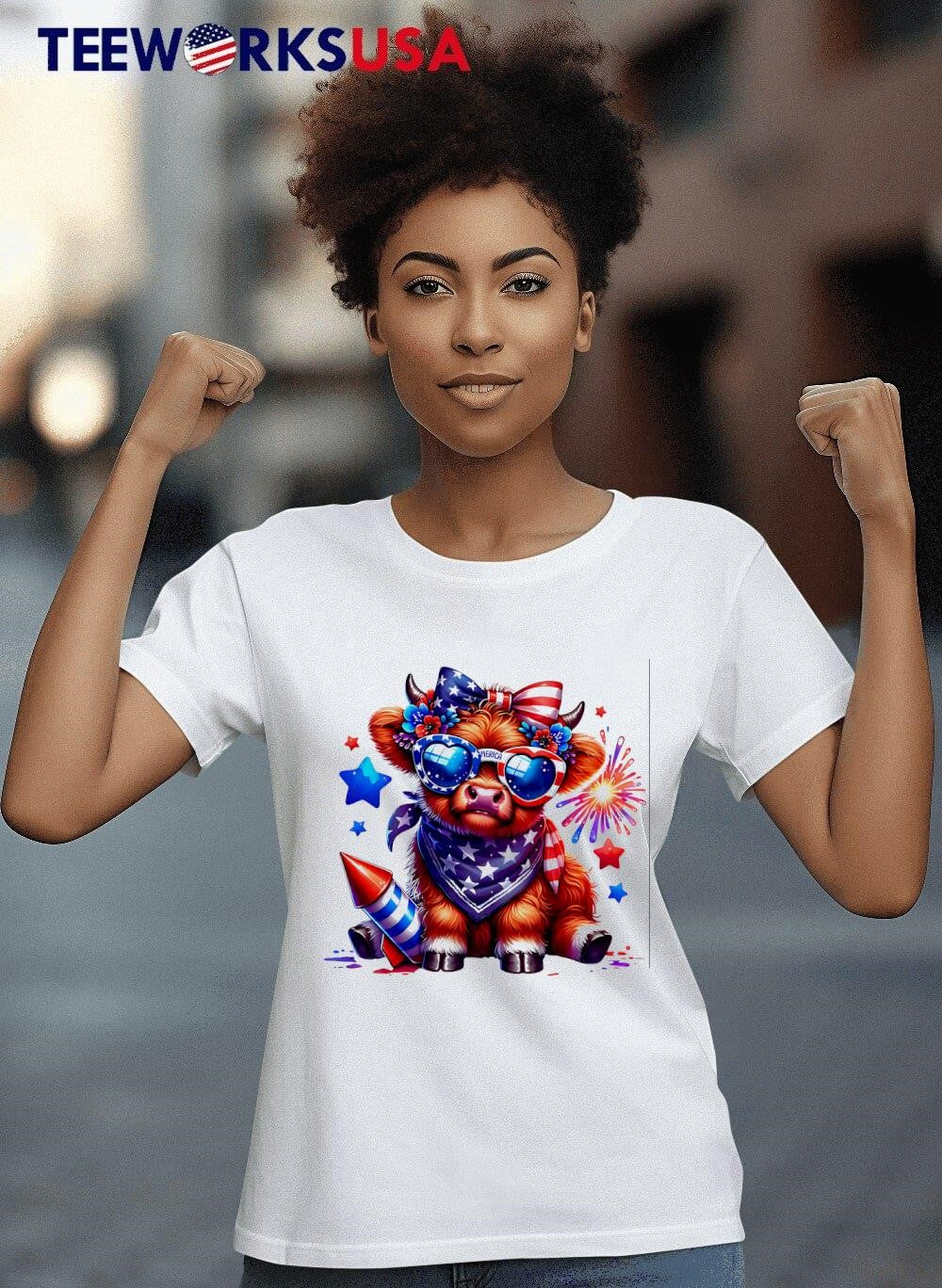 Highland Cow Merica Fourth Of July Sublimation - Adult & Kids T-Shirts, Sweatshirts & Hoodies apparel design preview 8
