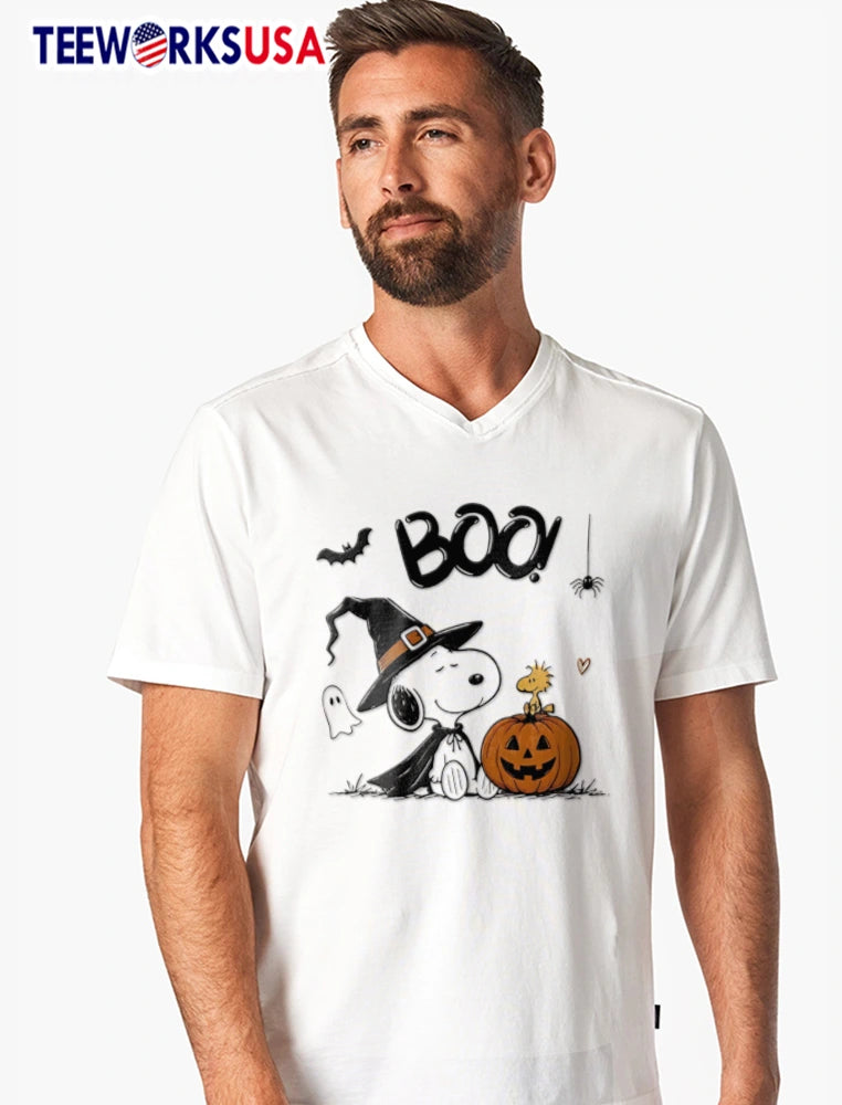 Peanuts BOO Snoopy witch hat Woodstock pumpkin - Adult & Kids T-Shirts, Sweatshirts & Hoodies apparel design preview 7