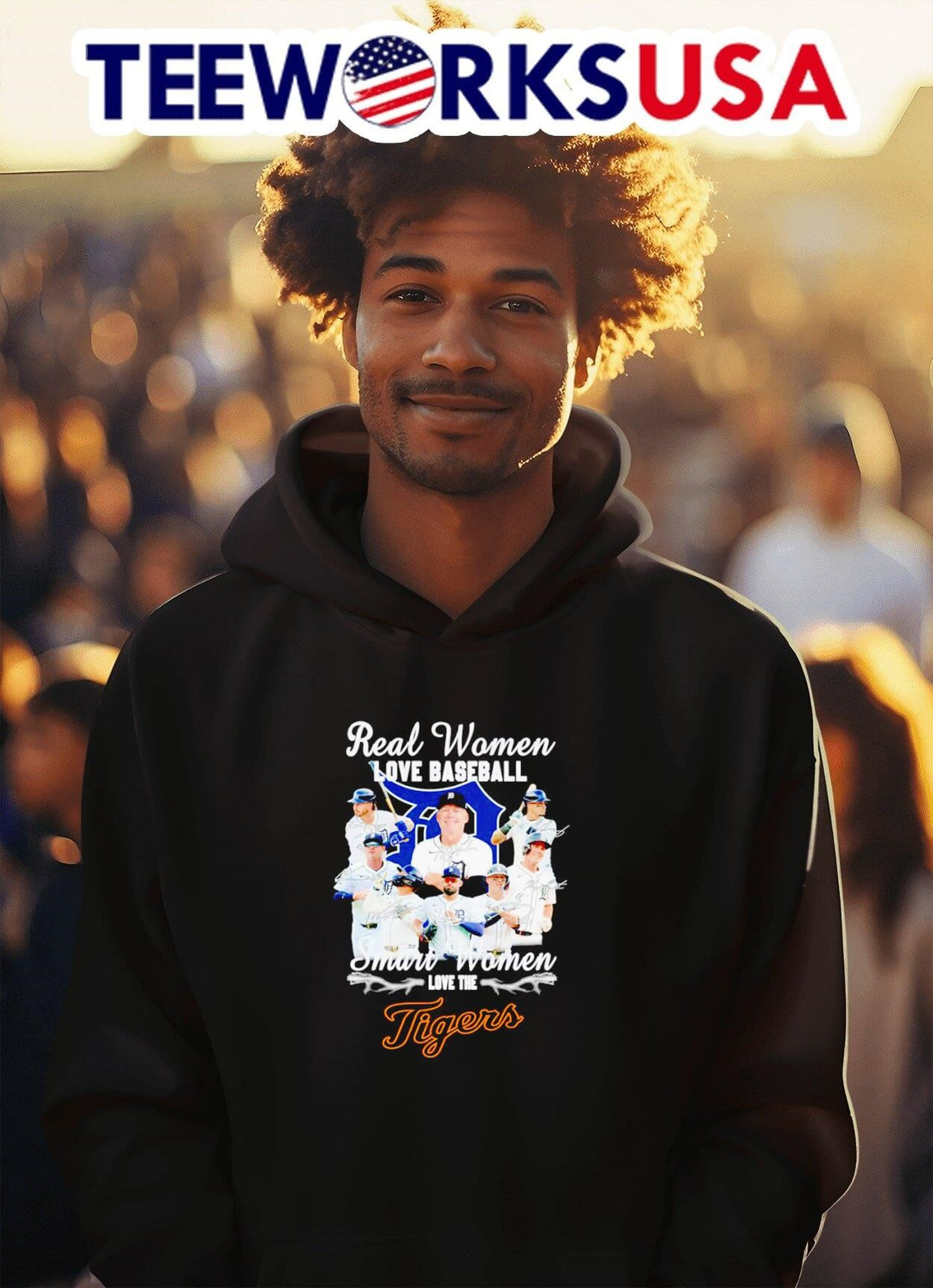 Real women love baseball smart the Detroit Tigers - Adult & Kids T-Shirts, Sweatshirts & Hoodies apparel design preview 2