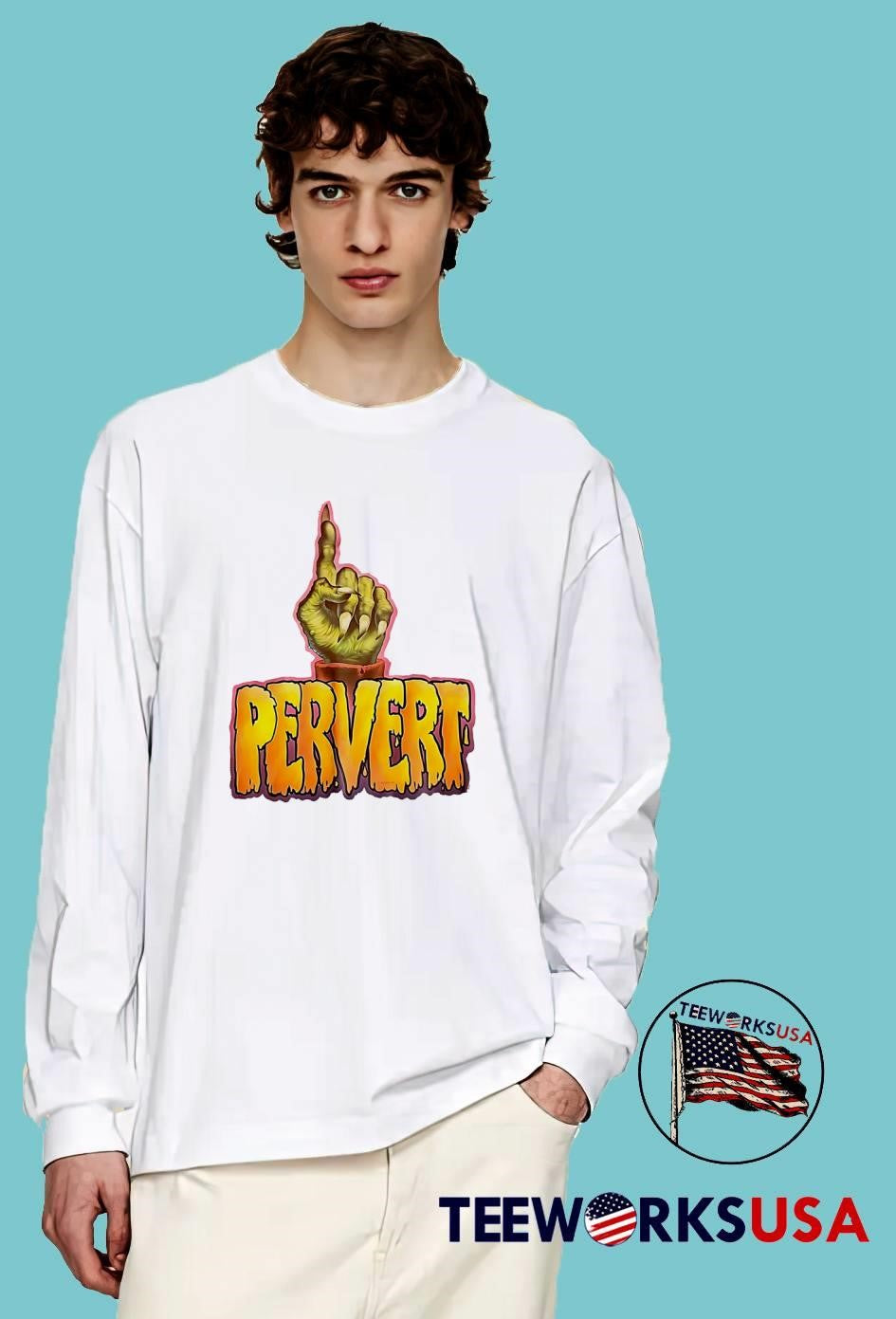 Monster Hand Pointing Up Pervert - Adult & Kids T-Shirts, Sweatshirts & Hoodies apparel design preview 3