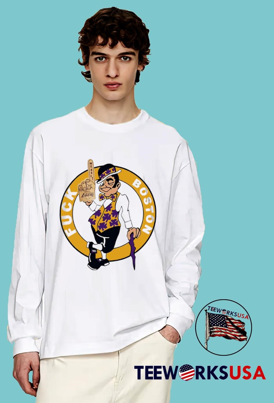 Lakers Fuck Boston logo - Adult & Kids T-Shirts, Sweatshirts & Hoodies apparel design preview 4
