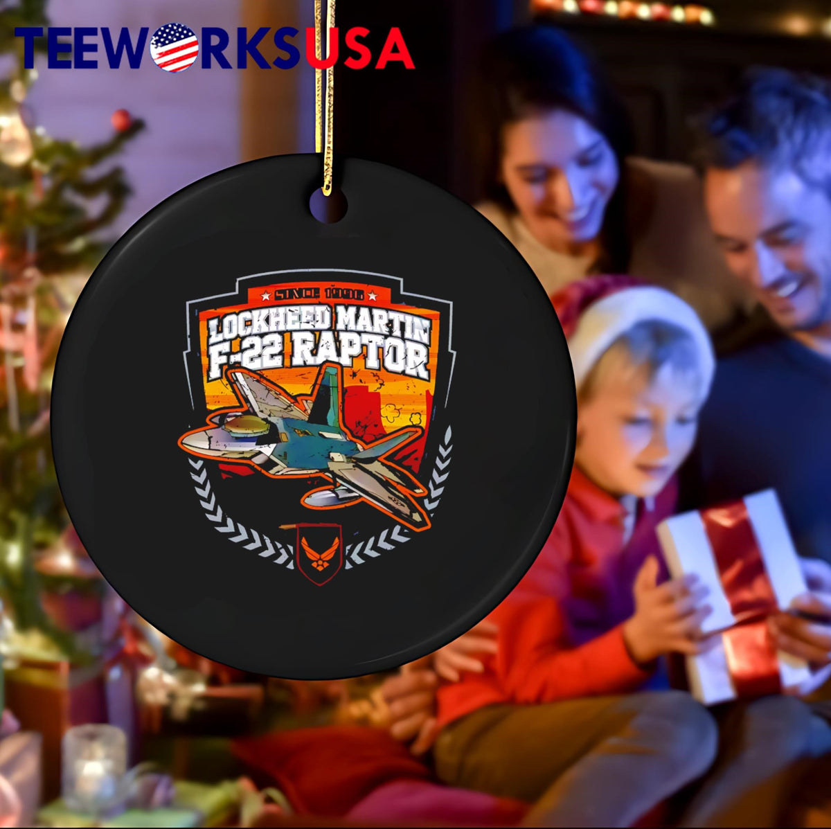Lockheed Martin F-22 Raptor retro - Adult & Kids T-Shirts, Sweatshirts & Hoodies apparel design preview 4