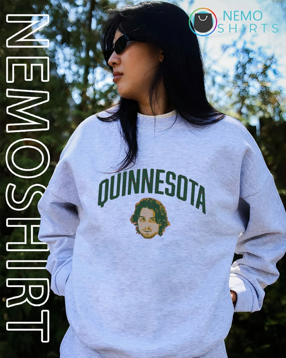 Quinnesota Quinn Hughes Minnesota Wild big head - Adult & Kids T-Shirts, Sweatshirts & Hoodies apparel design preview 2