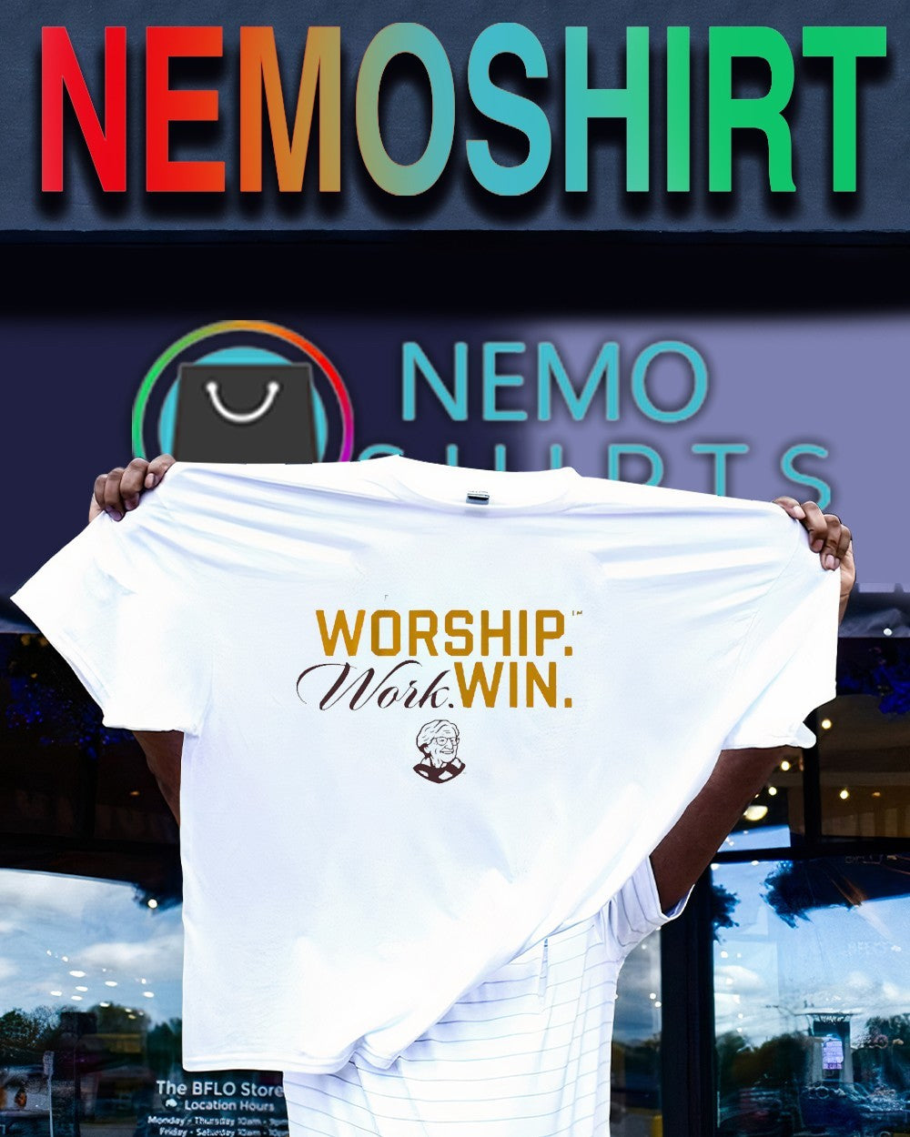 Worship Work Win Sister Jean Loyola Chicago - Adult & Kids T-Shirts, Sweatshirts & Hoodies apparel design preview 1