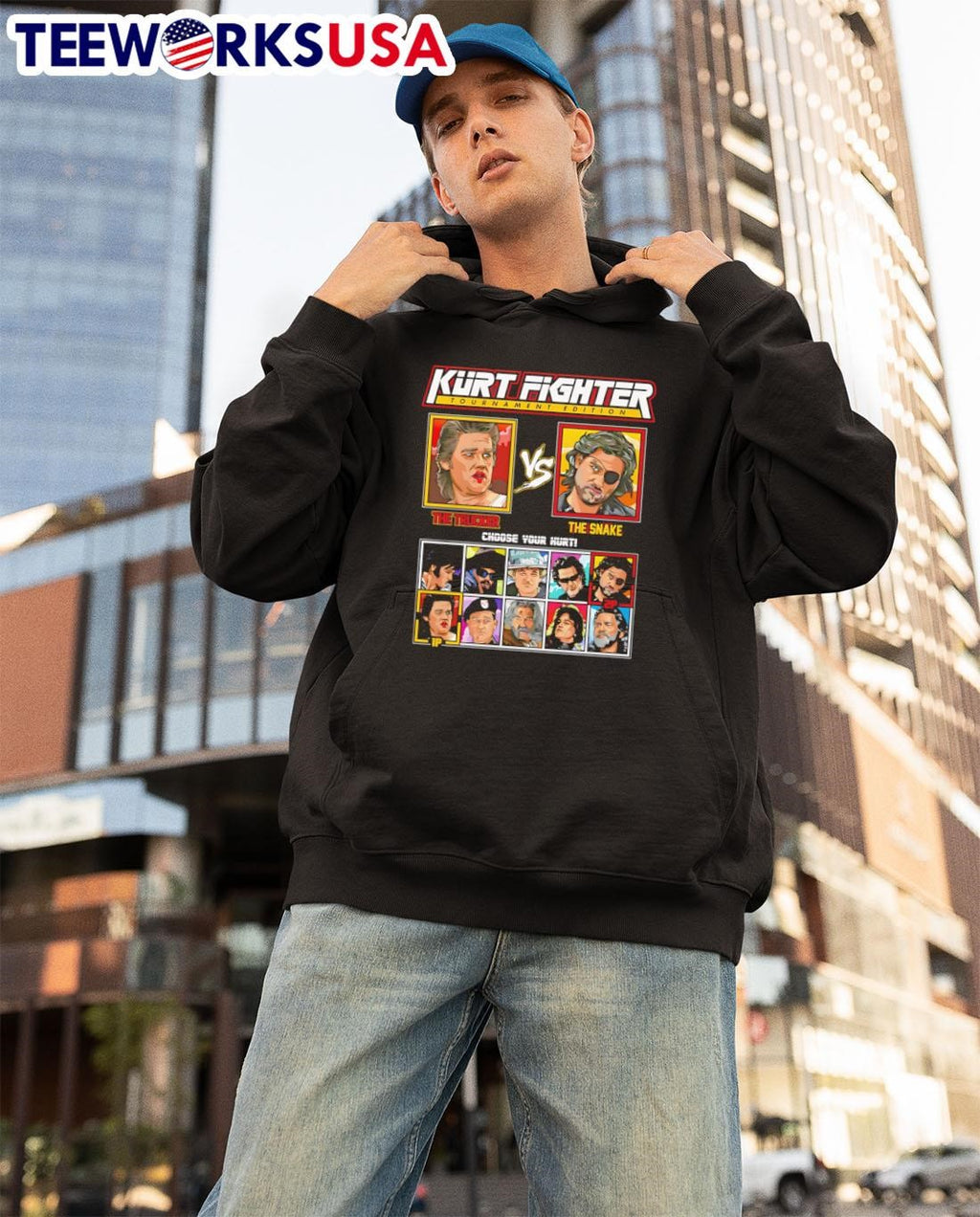 Kurt Russell Fighter - Adult & Kids T-Shirts, Sweatshirts & Hoodies apparel design preview 3
