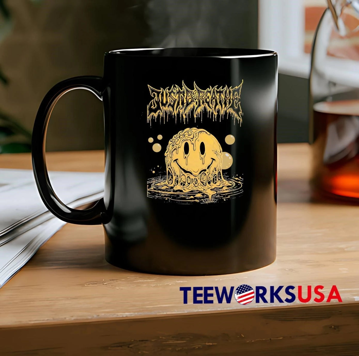 Melting Smiley Face Just Breathe - Adult & Kids T-Shirts, Sweatshirts & Hoodies apparel design preview 2