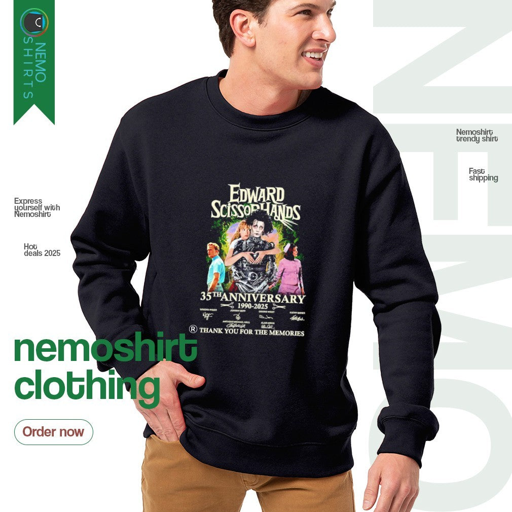 Edward Scissorhands 35th anniversary 1990 2025 thank - Adult & Kids T-Shirts, Sweatshirts & Hoodies apparel design preview 4