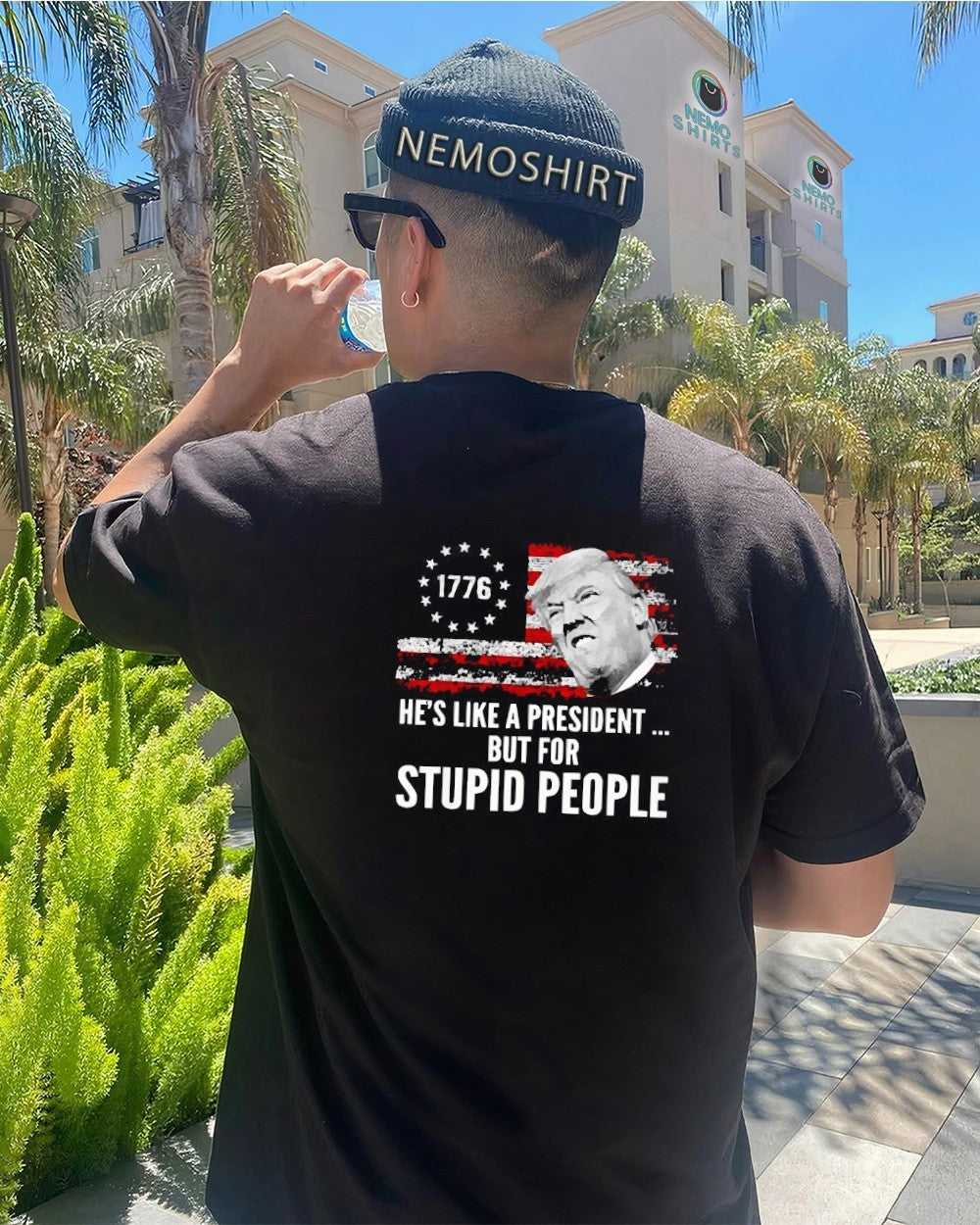 Trump he's like a president but for stupid 1776 US - Adult & Kids T-Shirts, Sweatshirts & Hoodies apparel design preview 4
