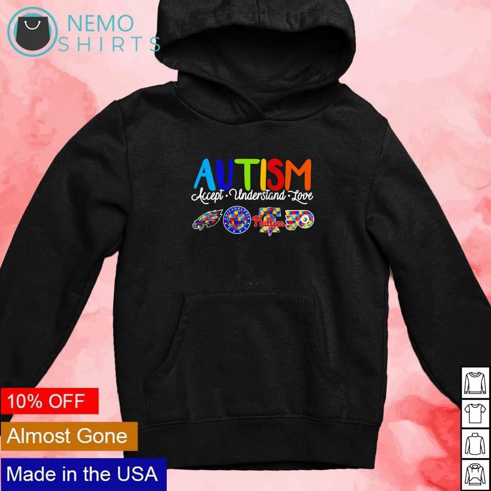 Autism accept understand love Philadelphia sports - Adult & Kids T-Shirts, Sweatshirts & Hoodies apparel design preview 2