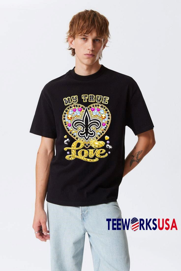 My True Love New Orleans Saints twinkle - Adult & Kids T-Shirts, Sweatshirts & Hoodies apparel design preview 3