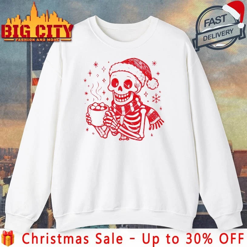 Santa Skeleton Hot Cocoa Christmas 2025 - Adult & Kids T-Shirts, Sweatshirts & Hoodies apparel design preview 4