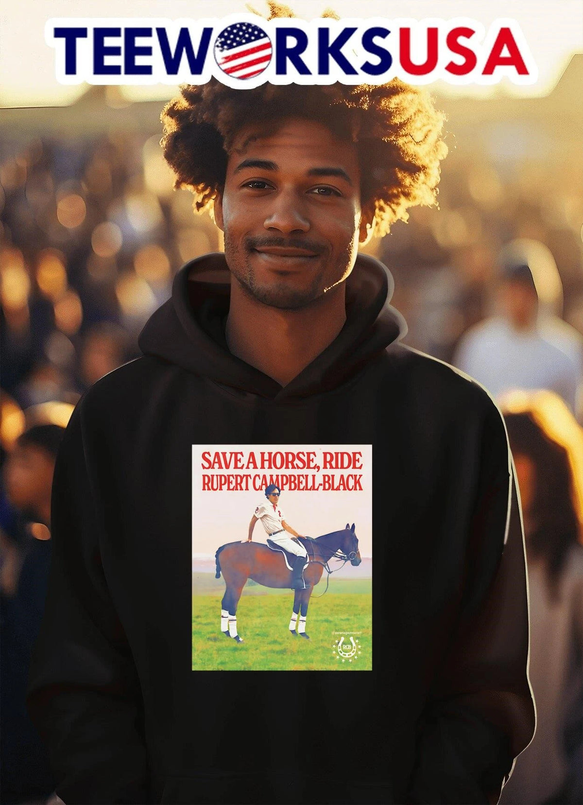 Save A Horse, Ride Rupert Campbell-Black - Adult & Kids T-Shirts, Sweatshirts & Hoodies apparel design preview 2