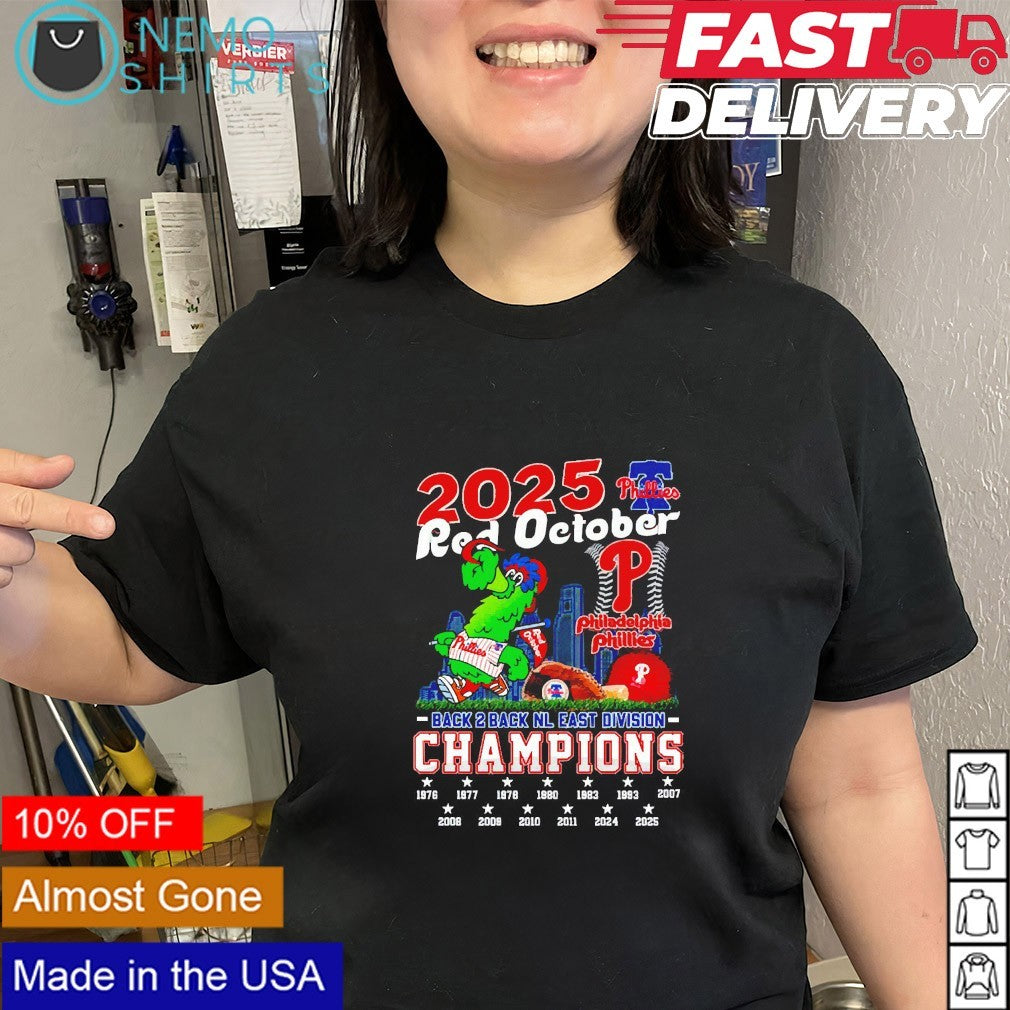 2025 Red October Philadelphia Phillies back 2 NL East - Adult & Kids T-Shirts, Sweatshirts & Hoodies apparel design preview 3