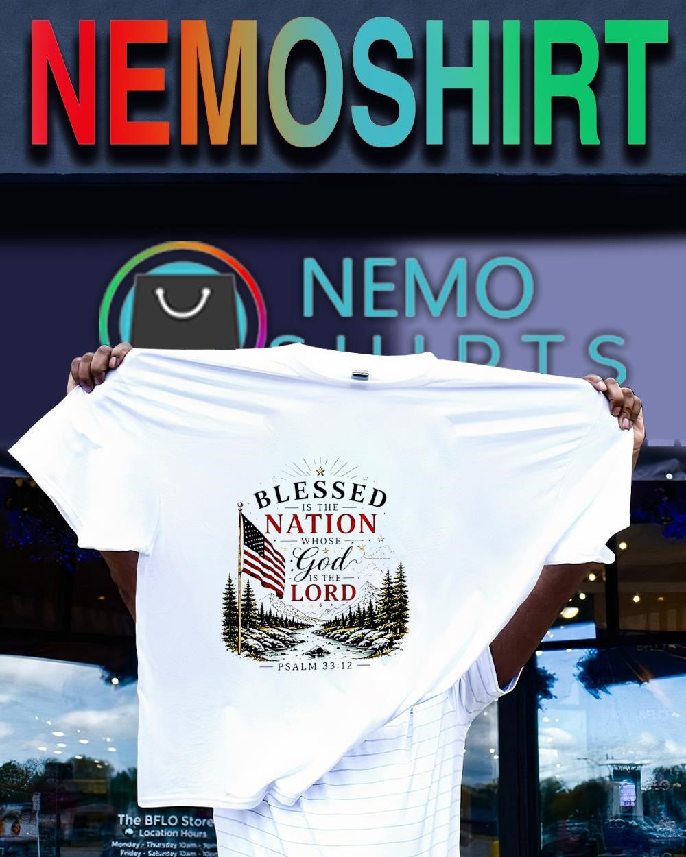 Blessed Is the Nation Whose God Lord Psalm 33 12 - Adult & Kids T-Shirts, Sweatshirts & Hoodies apparel design preview 1