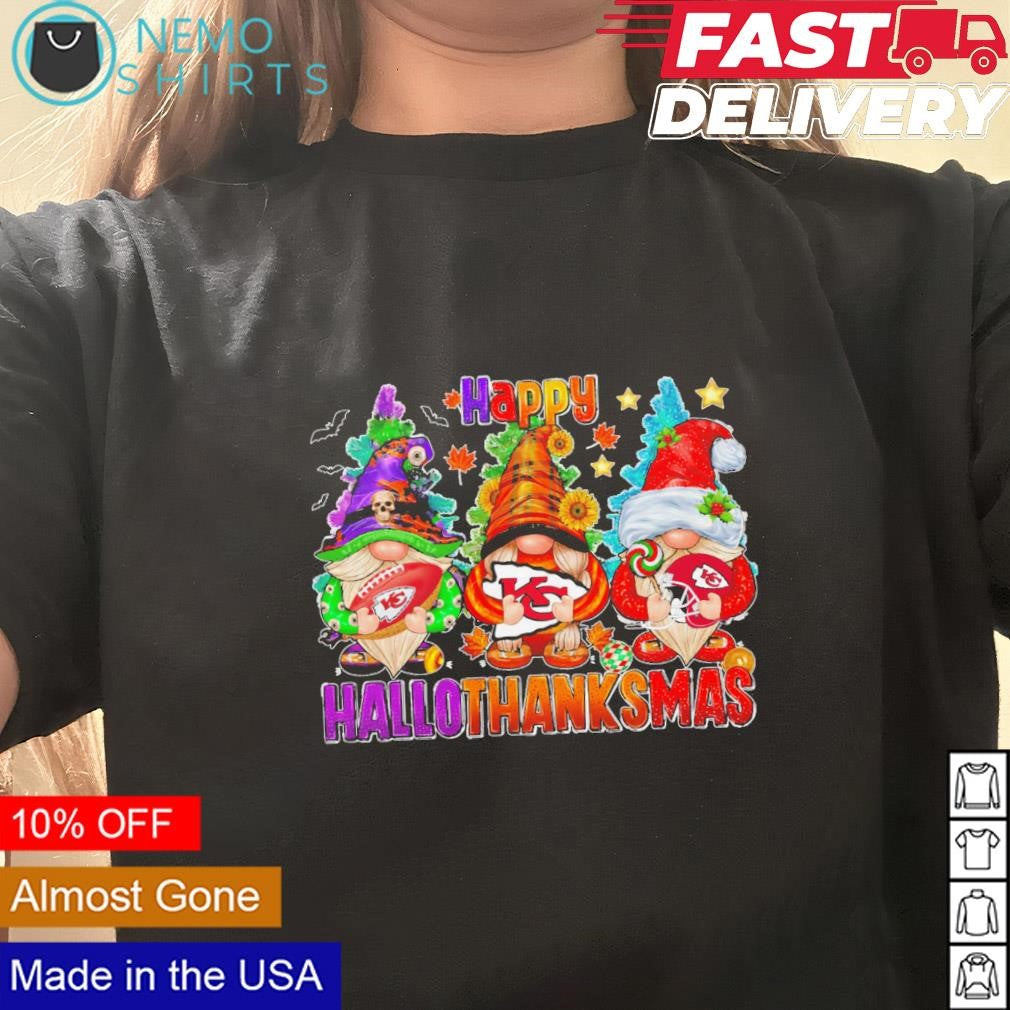 Gnomes hallothanksmas Kansas City Chiefs - Adult & Kids T-Shirts, Sweatshirts & Hoodies apparel design preview 3