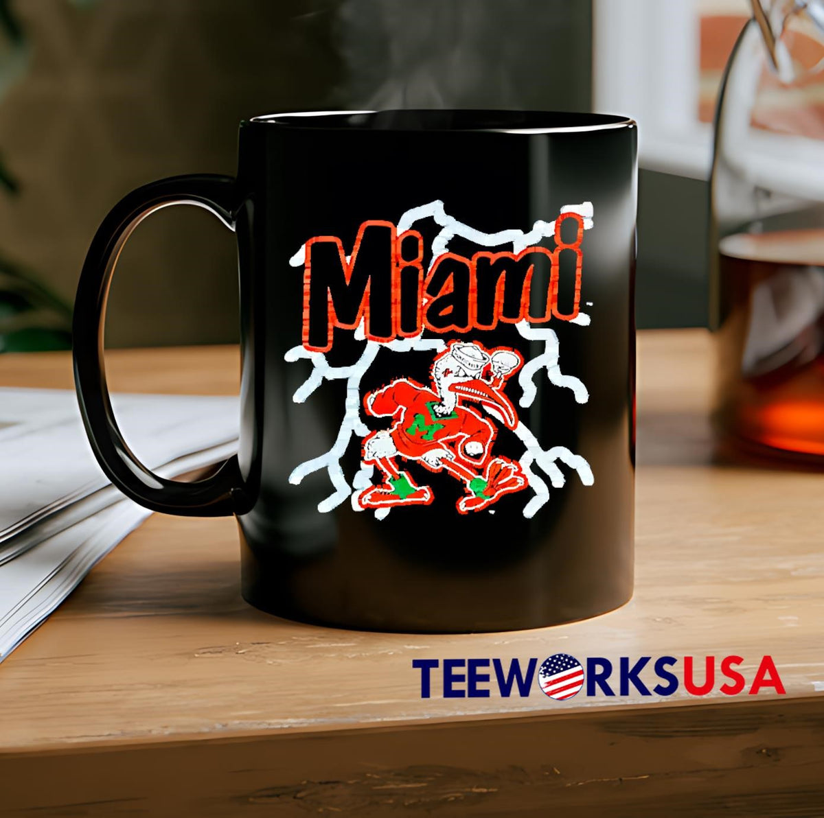 Miami Hurricanes Lightning Print College mascot - Adult & Kids T-Shirts, Sweatshirts & Hoodies apparel design preview 2