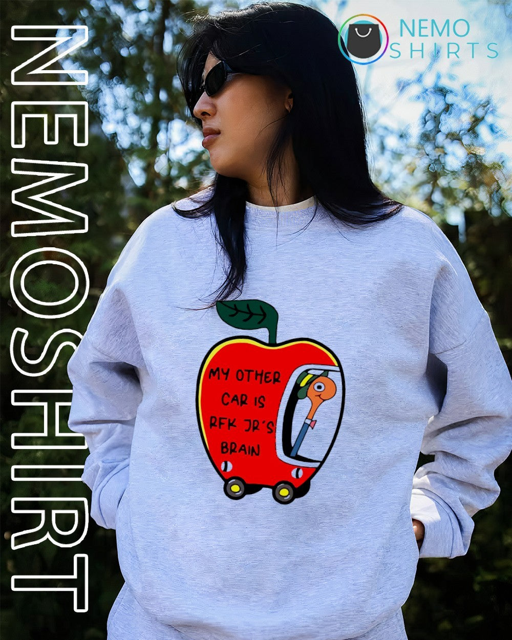 My other Car is RFK Jr's brain apple - Adult & Kids T-Shirts, Sweatshirts & Hoodies apparel design preview 4