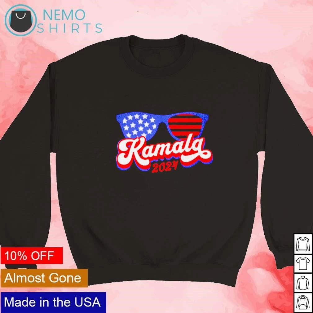 Kamala Harris 2024 USA stars and stripes glasses - Adult & Kids T-Shirts, Sweatshirts & Hoodies apparel design preview 3
