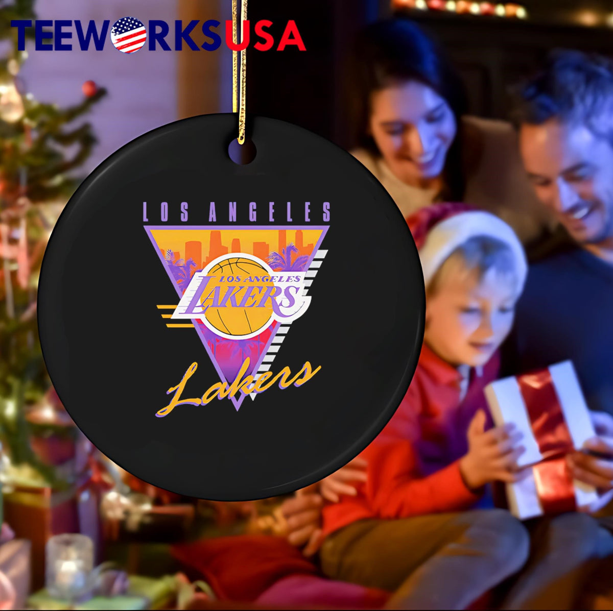 Los Angeles Lakers Basketball sunset triangle retro - Adult & Kids T-Shirts, Sweatshirts & Hoodies apparel design preview 4
