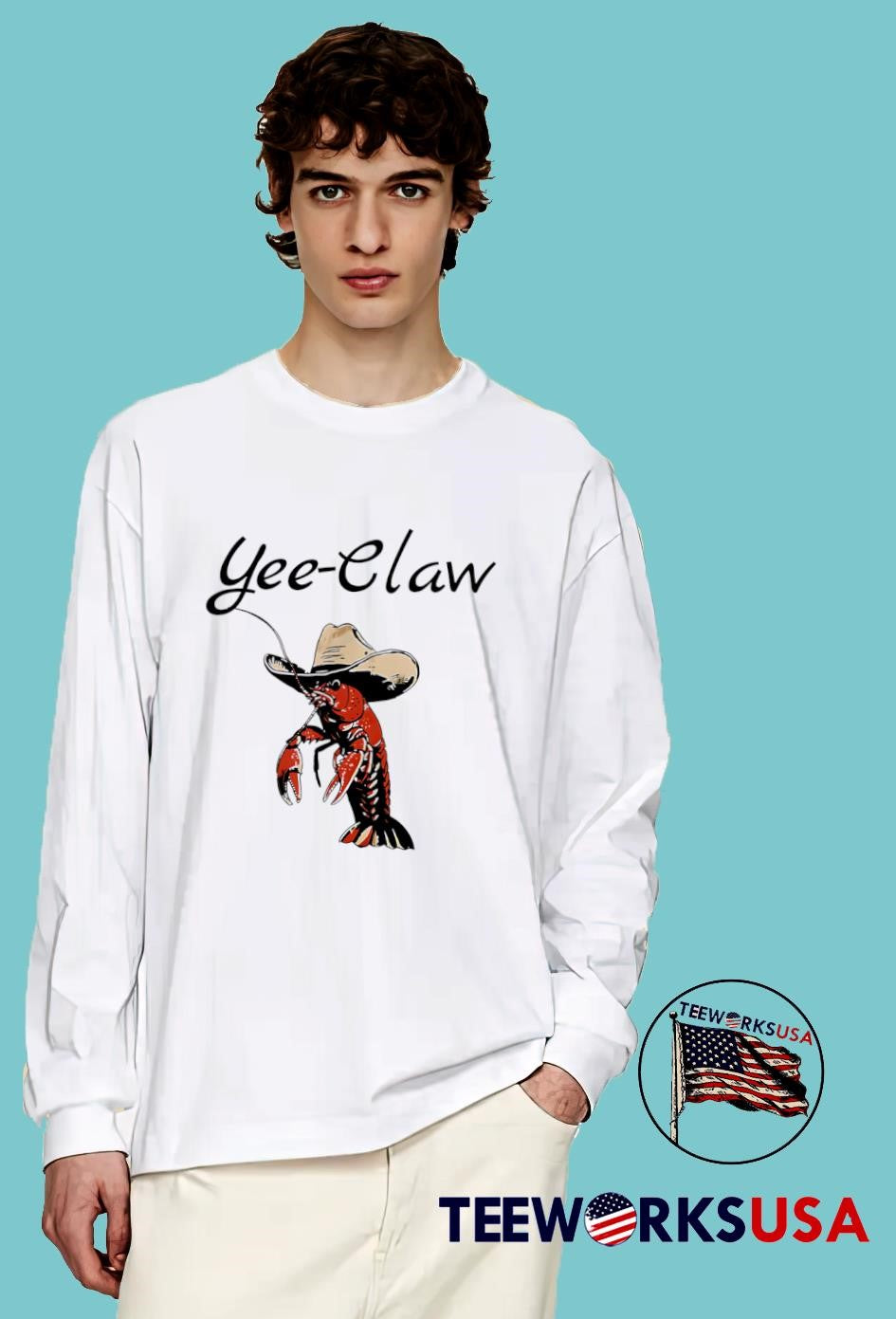 Yee Claw Shrimp Cowboy - Adult & Kids T-Shirts, Sweatshirts & Hoodies apparel design preview 4