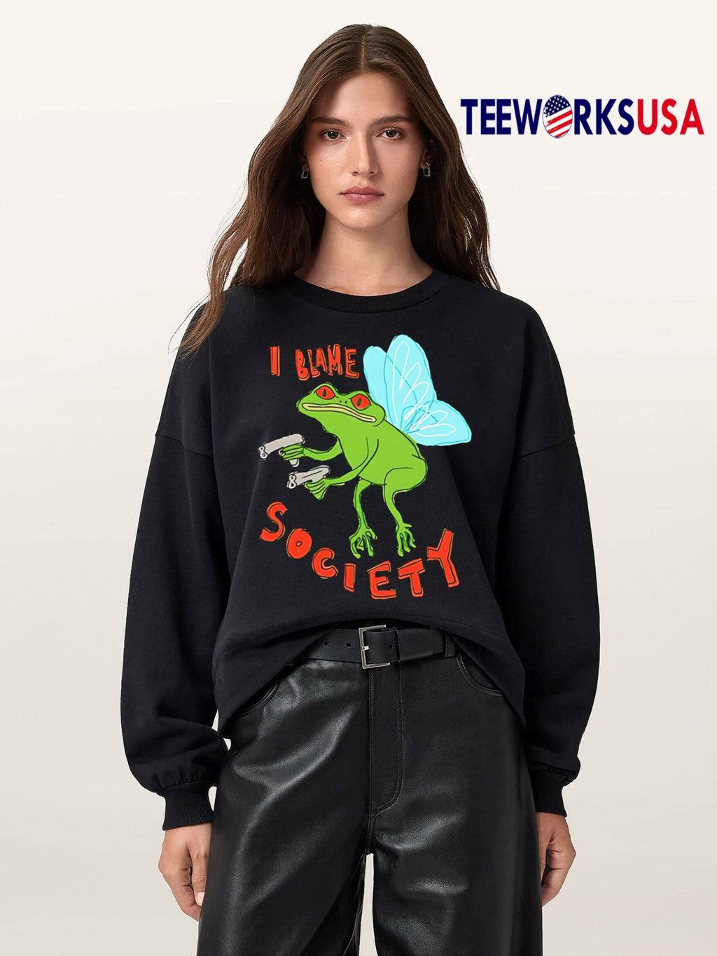 I Blame Society Frog - Adult & Kids T-Shirts, Sweatshirts & Hoodies apparel design preview 5