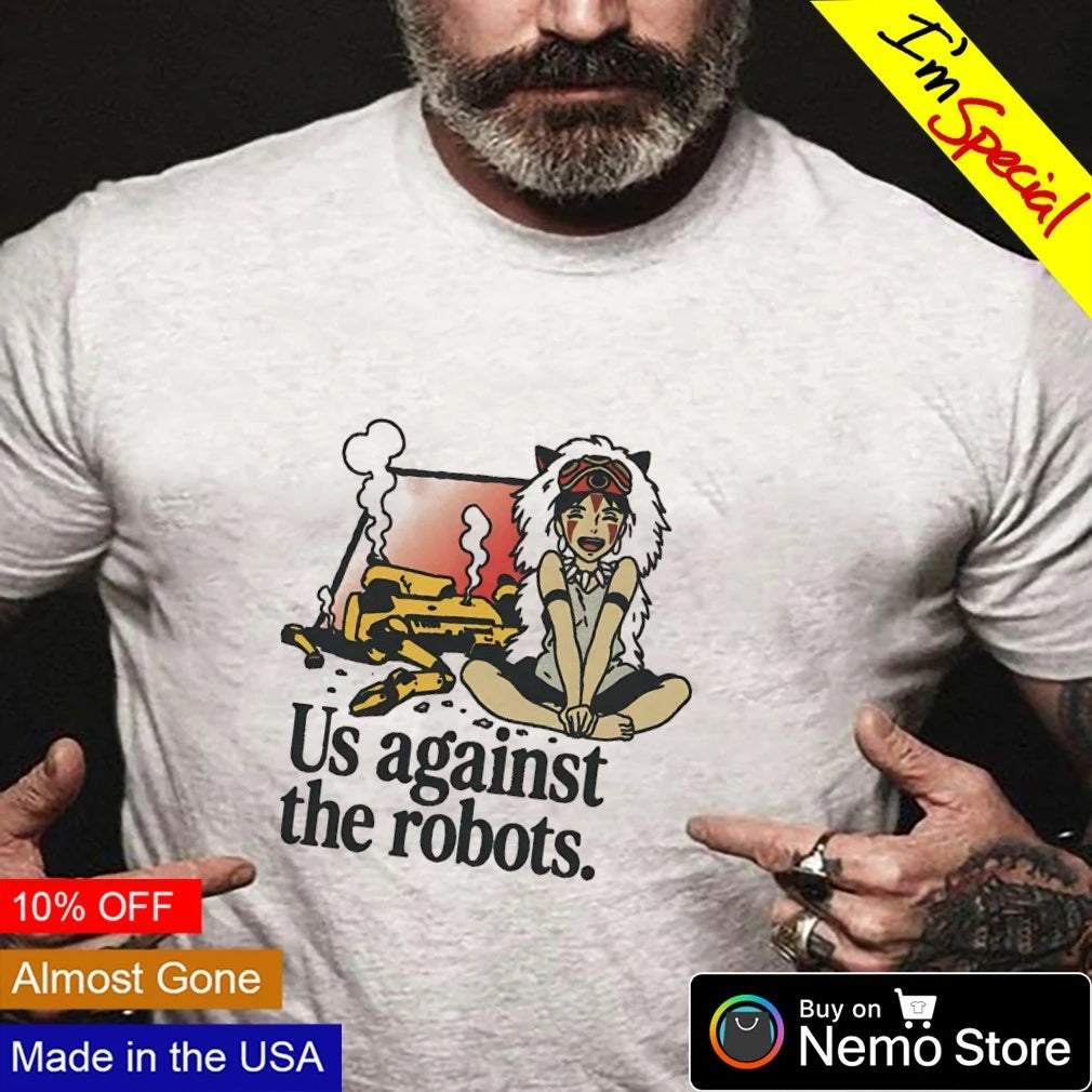 Princess Mononoke us against the robots - Adult & Kids T-Shirts, Sweatshirts & Hoodies apparel design preview 3