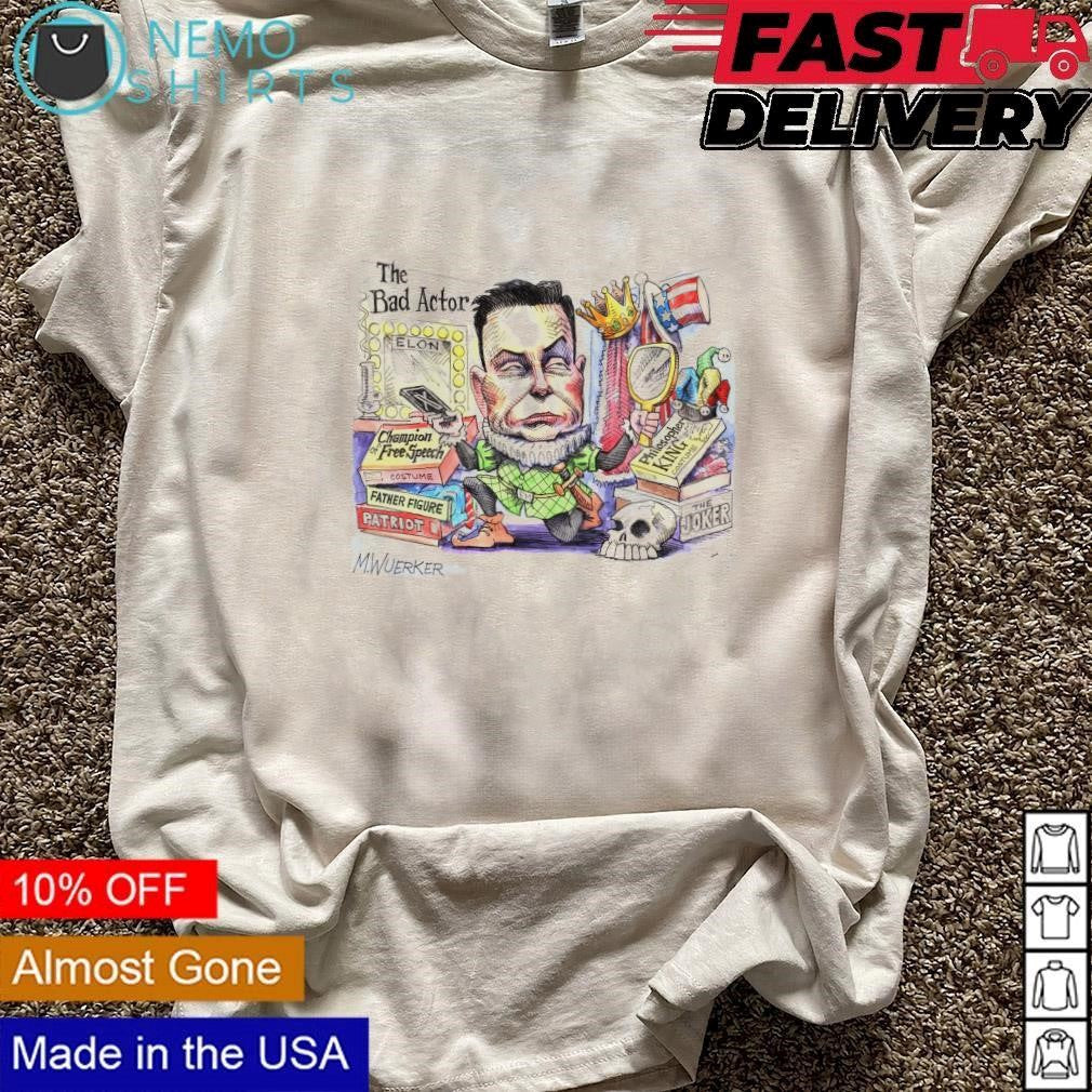 Elon Musk the bad actor in public square cartoon - Adult & Kids T-Shirts, Sweatshirts & Hoodies apparel design preview 3
