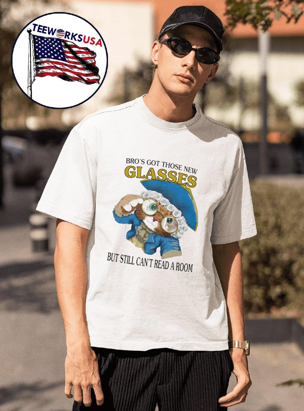 Bro's got those new glasses but still can't read a - Adult & Kids T-Shirts, Sweatshirts & Hoodies apparel design preview 1