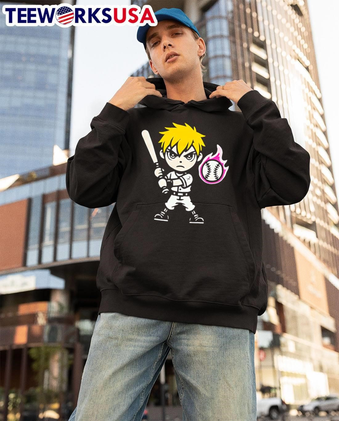 Yakyu Anime Energy Blast baseball - Adult & Kids T-Shirts, Sweatshirts & Hoodies apparel design preview 3