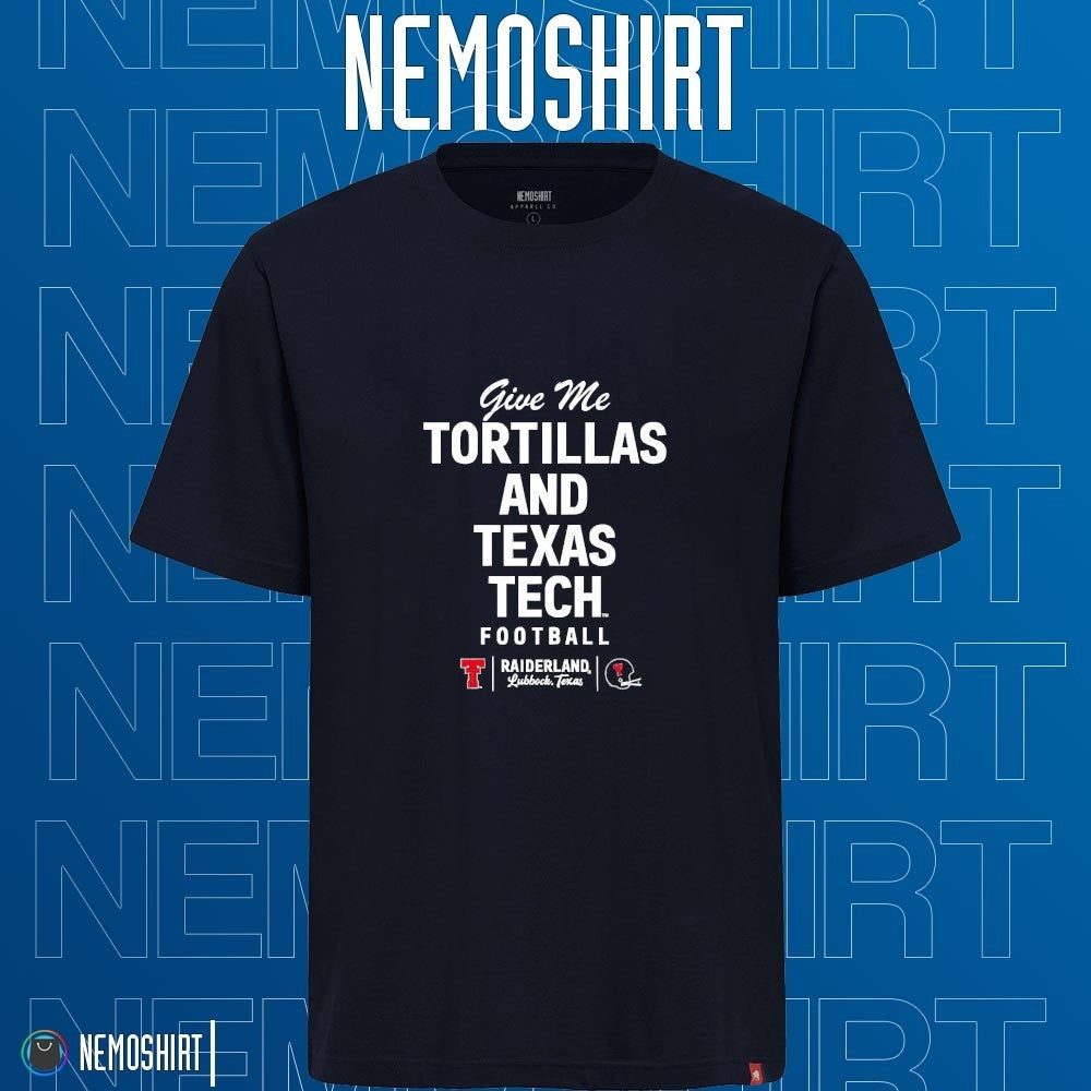 Give me tortillas and Texas Tech Red Raiders football - Adult & Kids T-Shirts, Sweatshirts & Hoodies apparel design preview 1