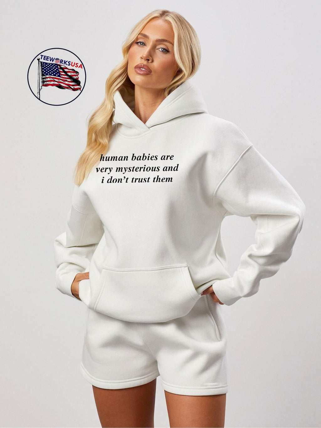Human babies are very mysterious and i don't trust - Adult & Kids T-Shirts, Sweatshirts & Hoodies apparel design preview 2