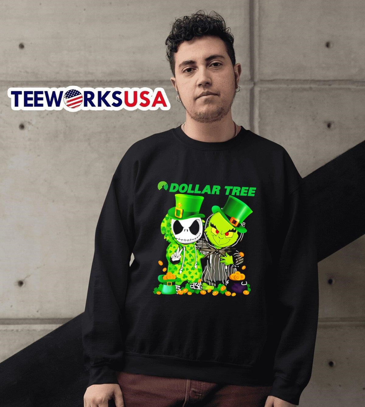 Jack Skellington and Grinch Dollar Tree Happy St - Adult & Kids T-Shirts, Sweatshirts & Hoodies apparel design preview 6
