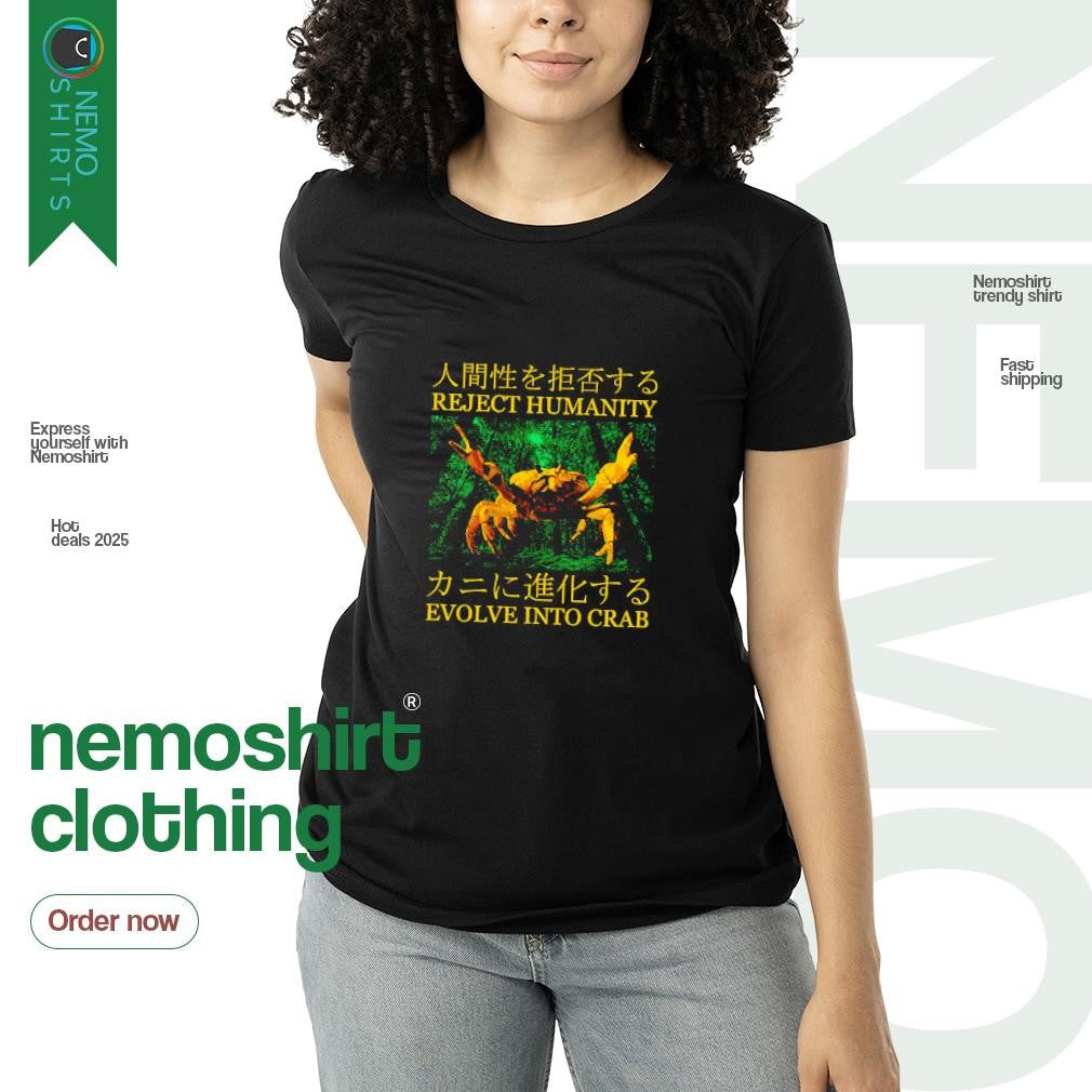 Reject humanity evolve into crab Japanese - Adult & Kids T-Shirts, Sweatshirts & Hoodies apparel design preview 3